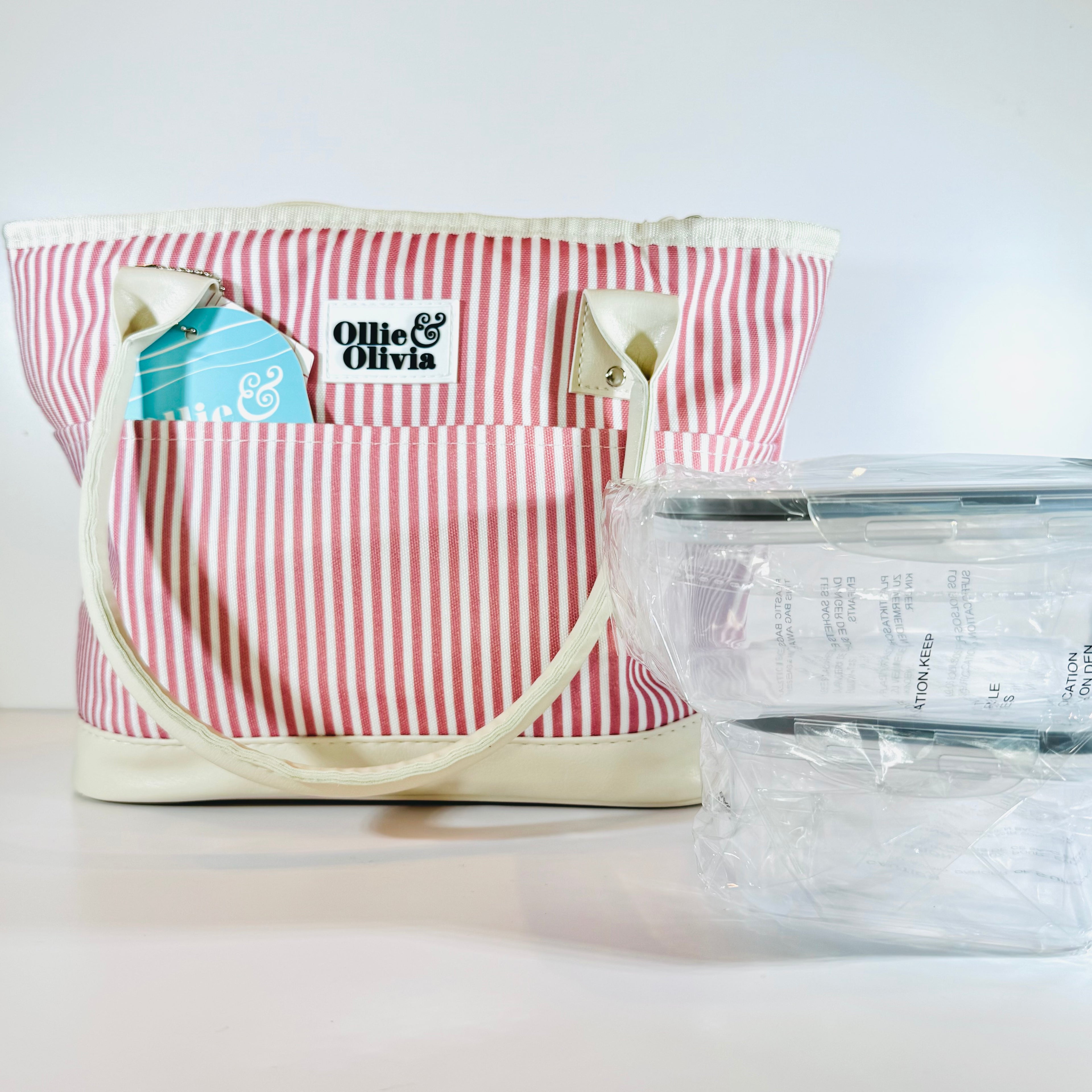 Ollie & Olivia Cooler Bag - Pink Pinstripe