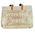 Burlap Weekend Vibes Tote - Natural