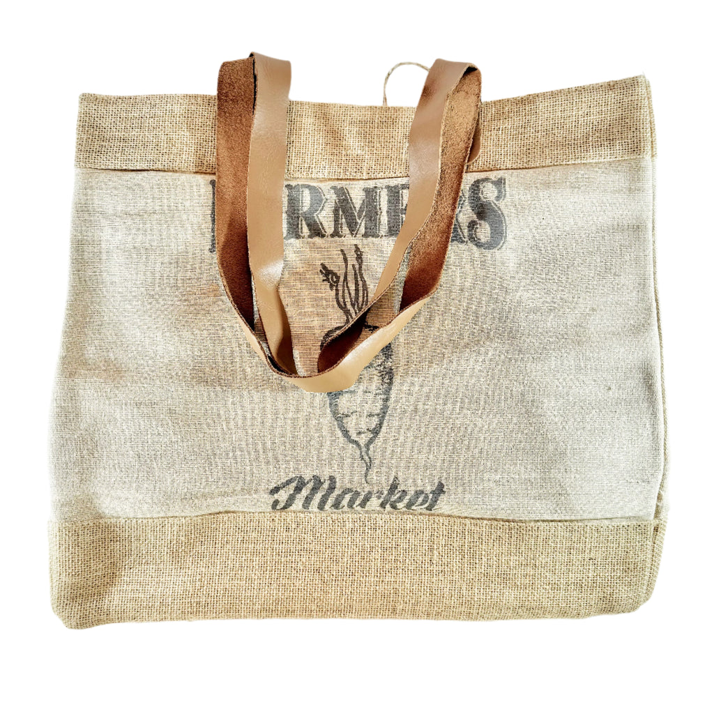 Burlap Farmers Market Tote - Natural