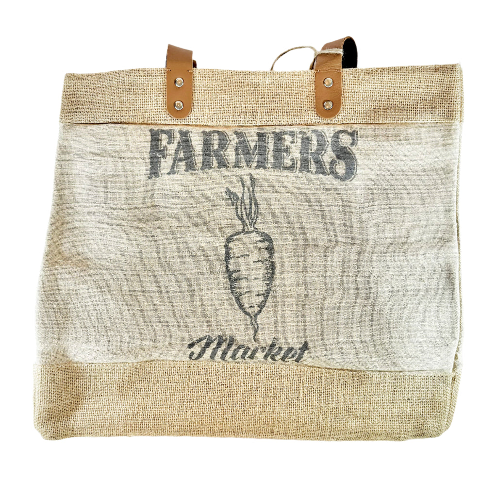 Burlap Farmers Market Tote - Natural