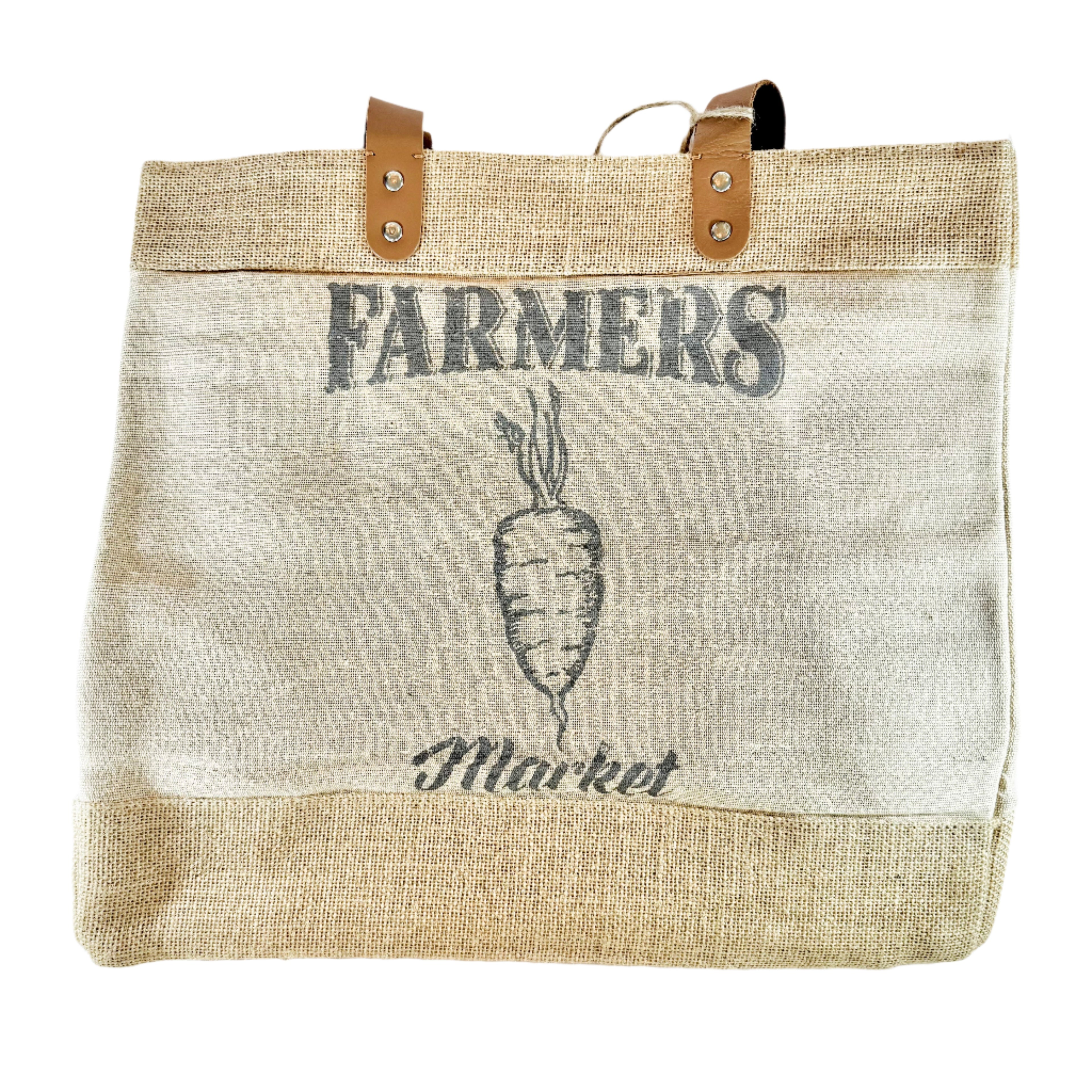 Burlap Farmers Market Tote - Natural