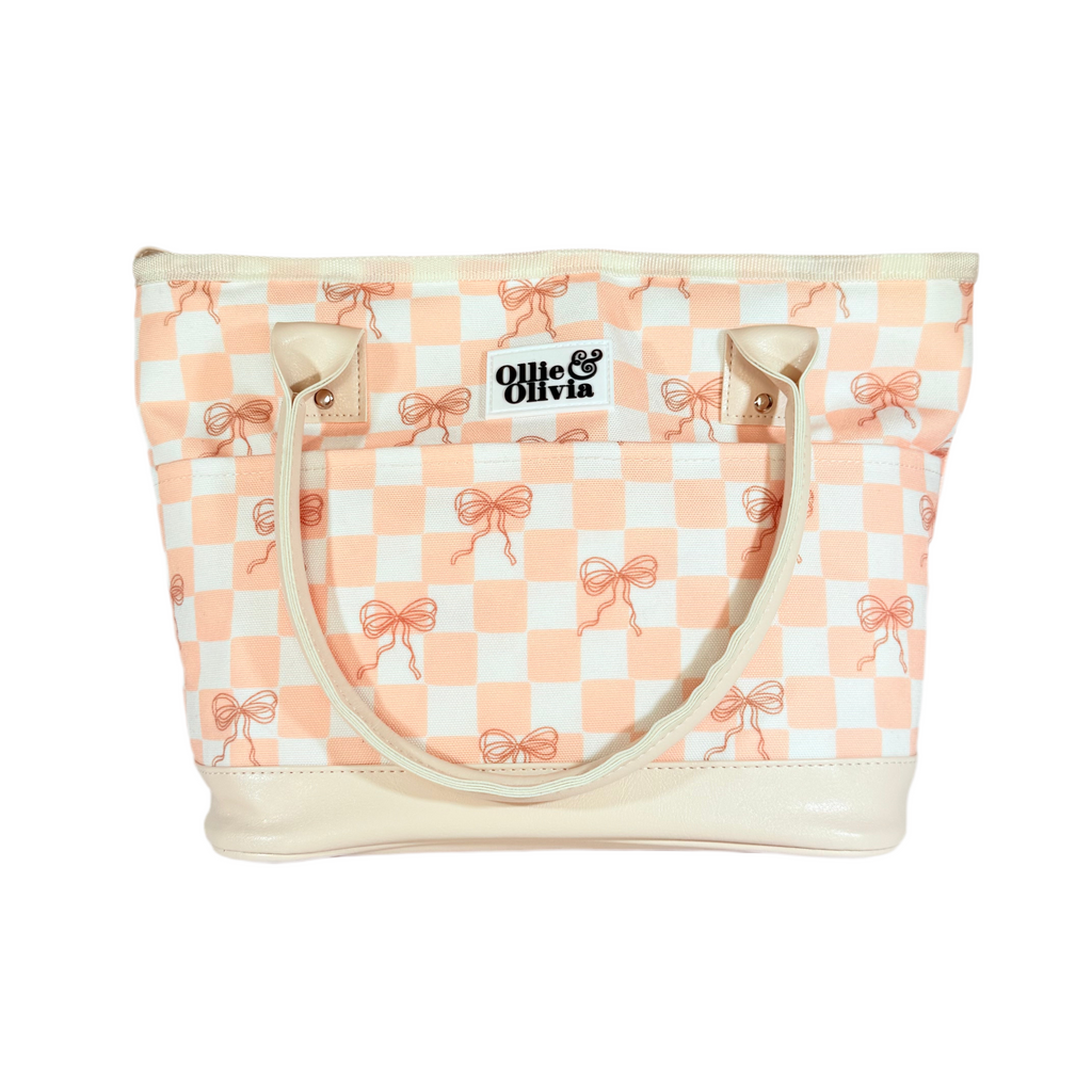 Ollie & Olivia Cooler Bag - Pink Ribbon Checker