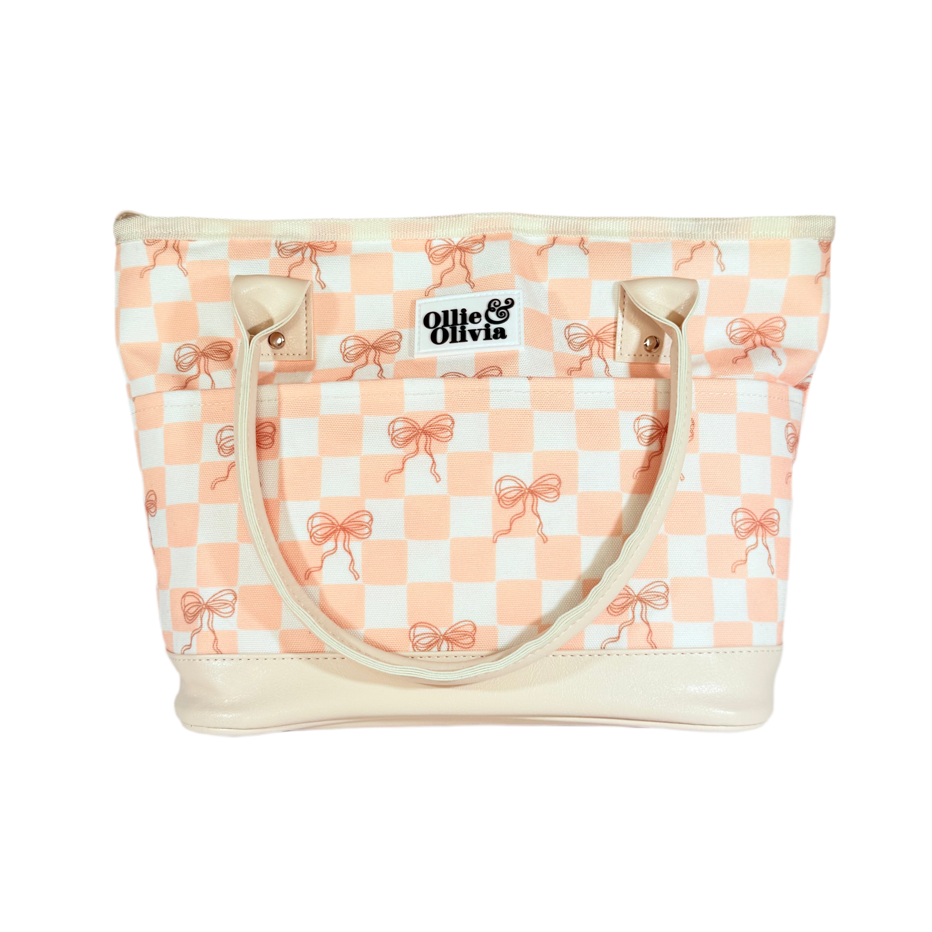 Ollie & Olivia Cooler Bag - Pink Ribbon Checker