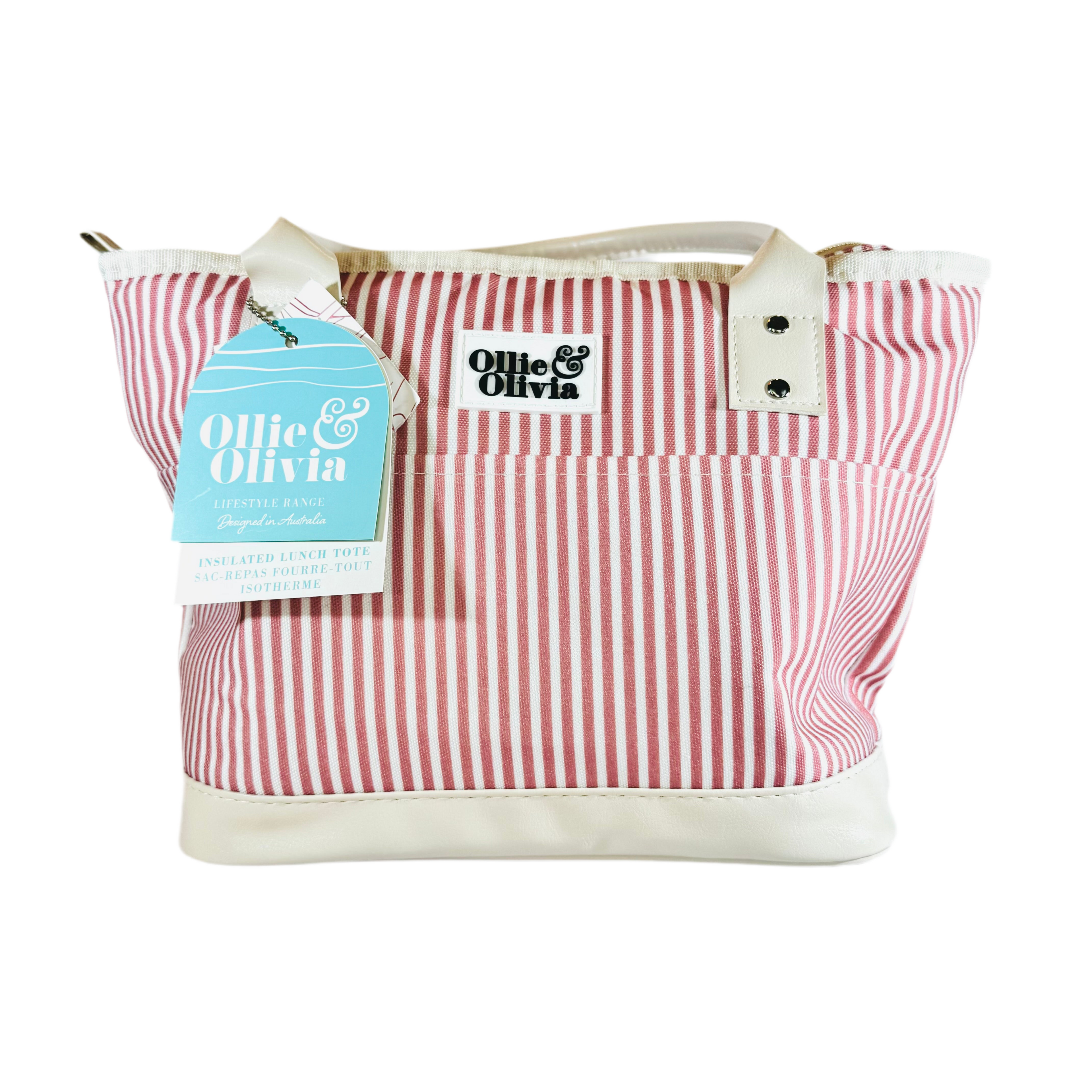 Ollie & Olivia Cooler Bag - Pink Pinstripe
