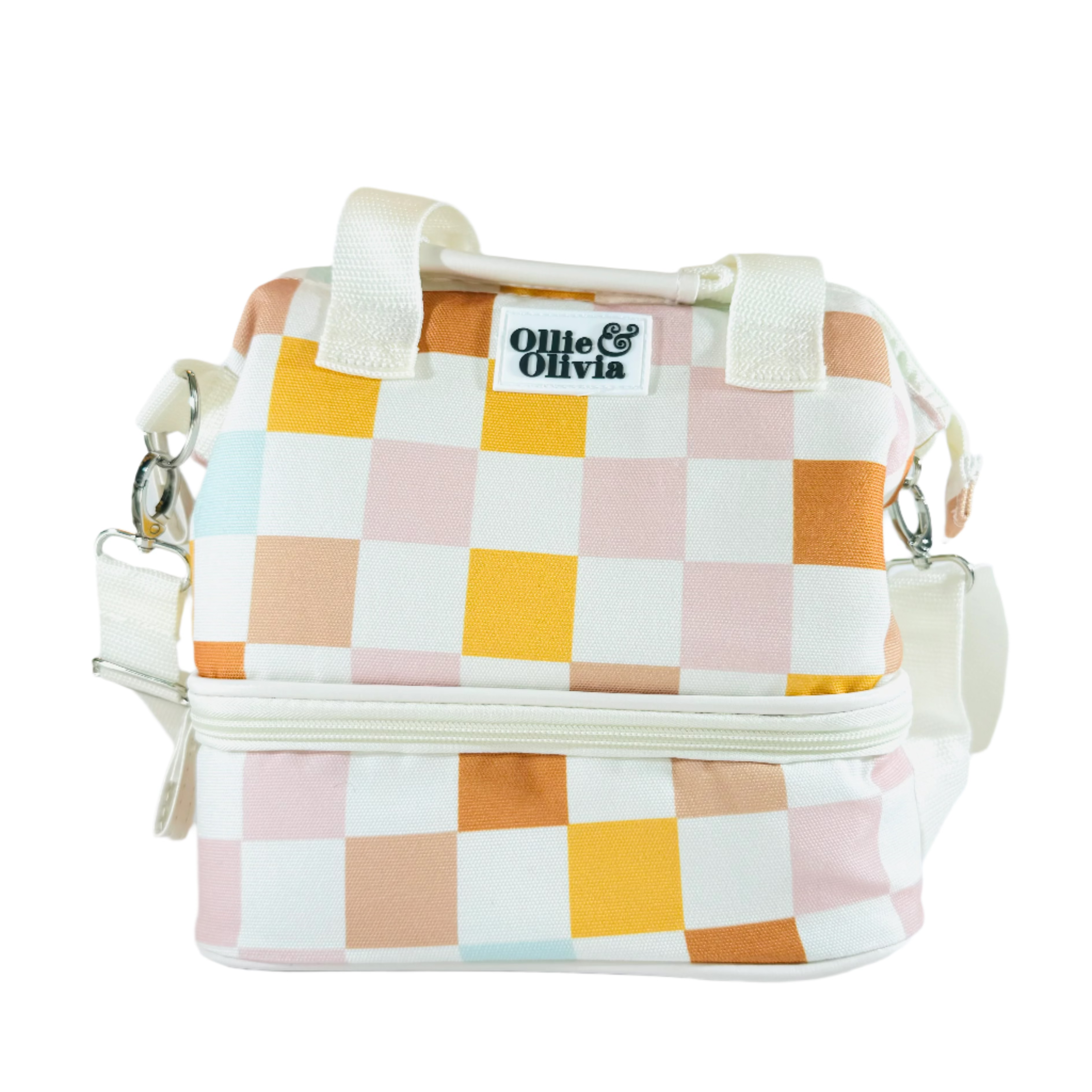 Ollie & Olivia Cooler Bag - Orange Pink Checker