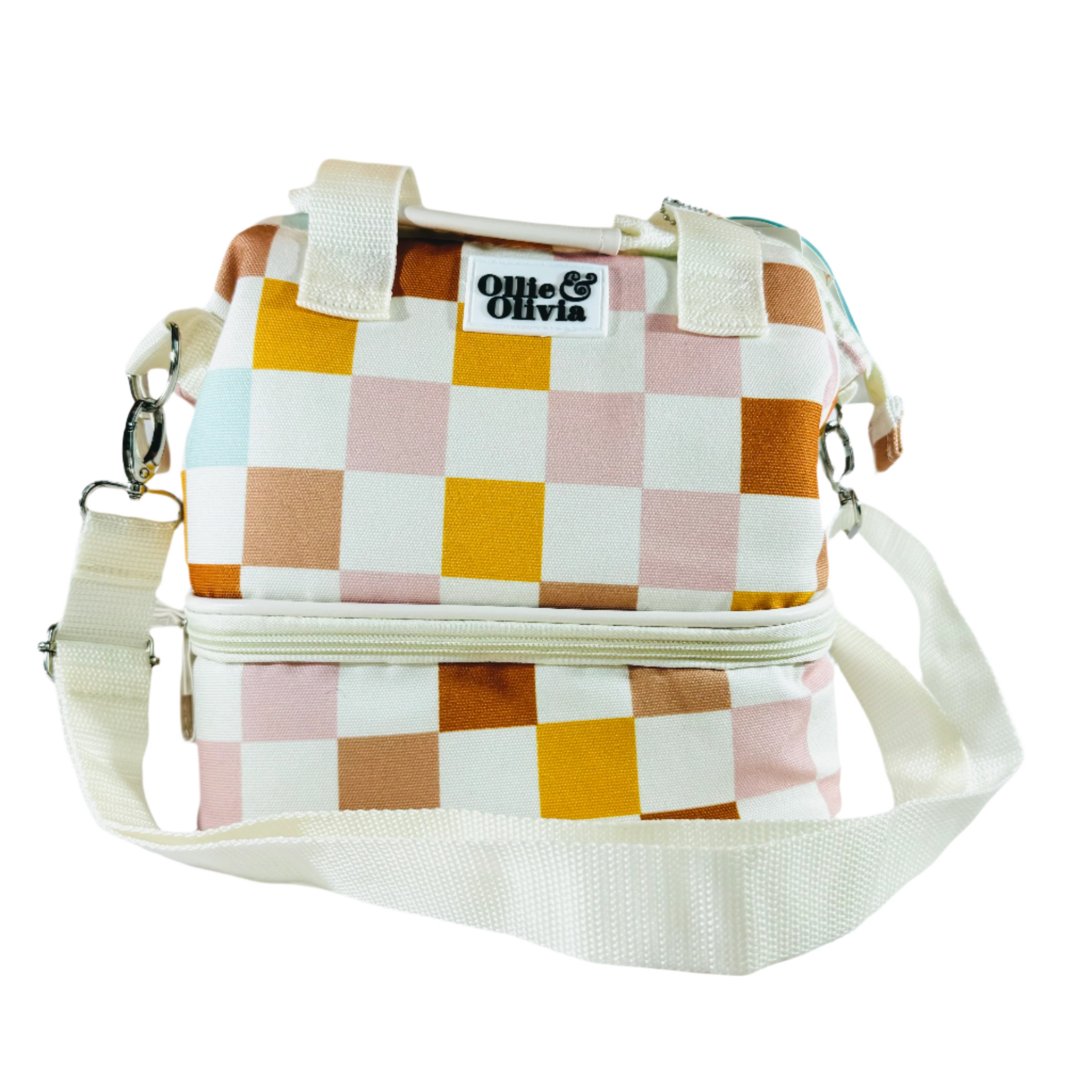 Ollie & Olivia Cooler Bag - Orange Pink Checker