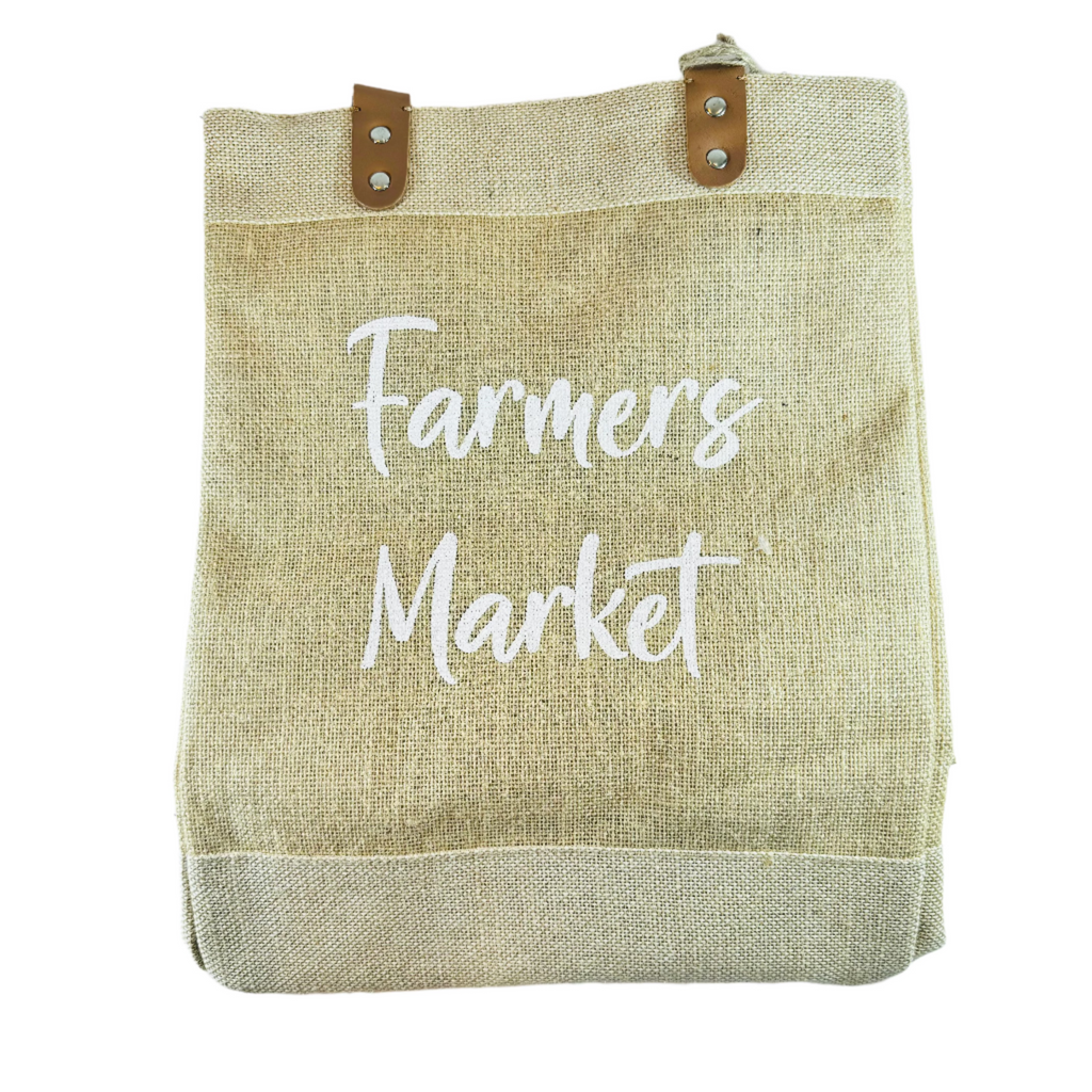 Burlap Farmers Market Tote - Natural
